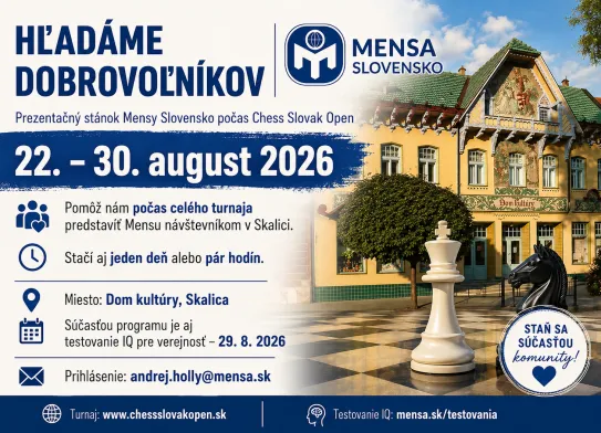 CHESS SLOVAK OPEN 2026 - spolu s Mensou
