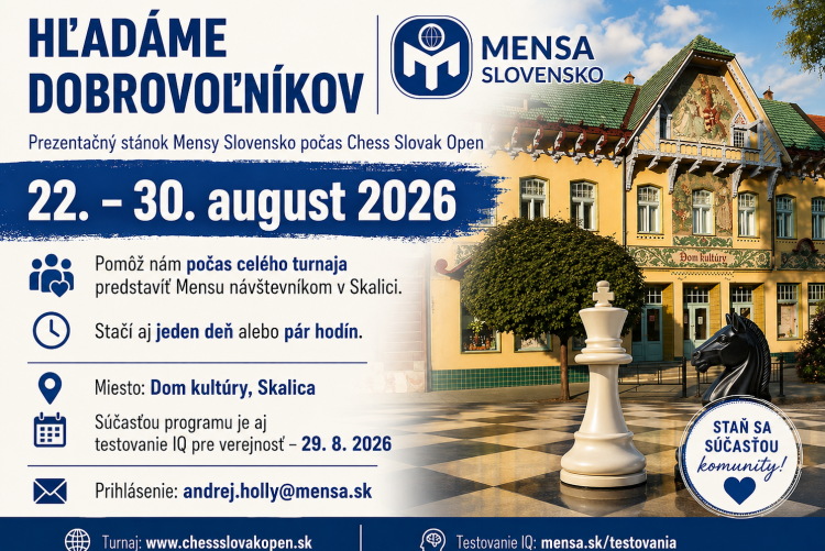 CHESS SLOVAK OPEN 2026 - spolu s Mensou